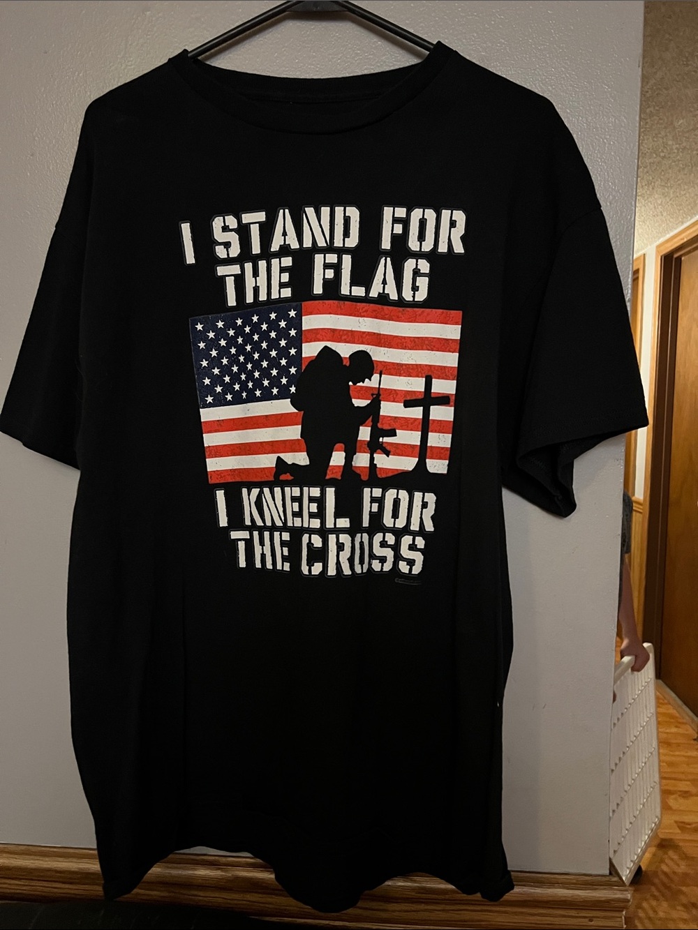 Patriotic Graphic Tee - Black "I Stand For The Flag"